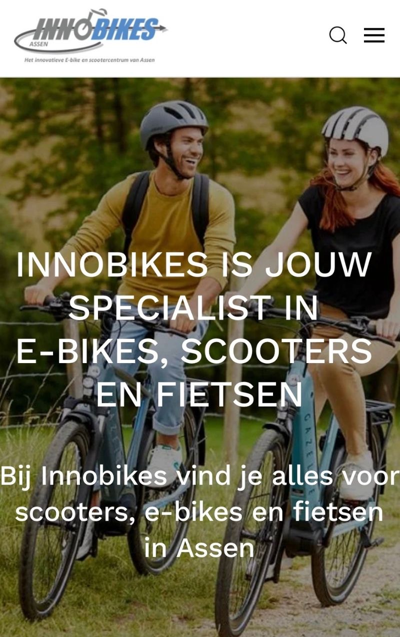 Website en webshop Innobikes Assen voor fietsen e-bikes en scooters gerealiseerd door NJM Media