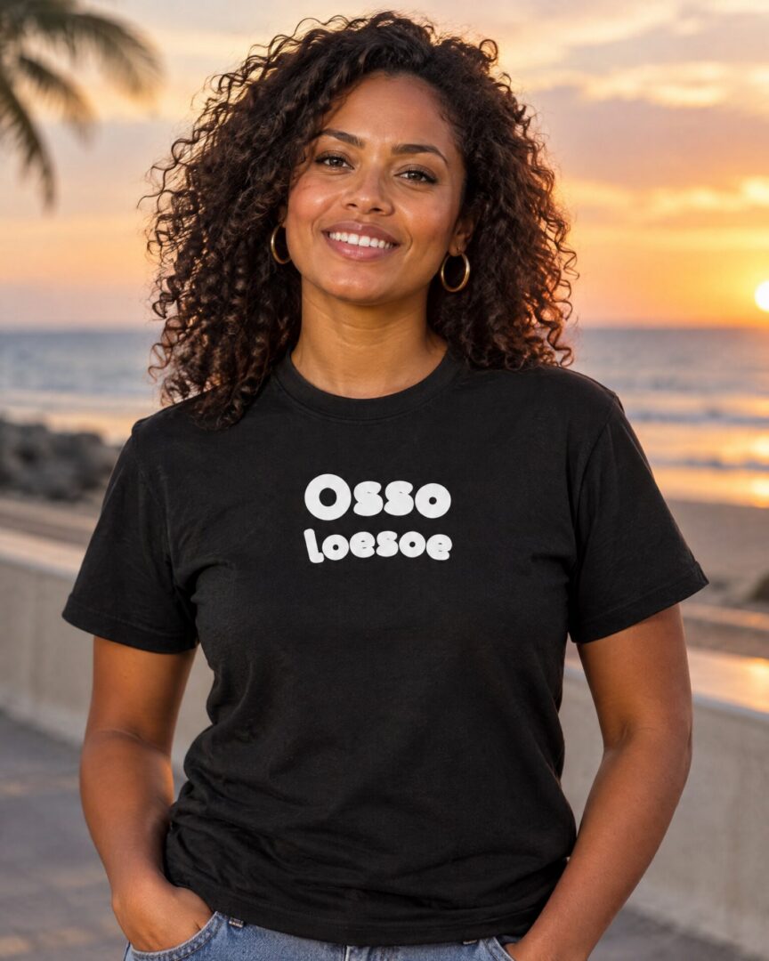 Model draagt het zwarte straattaal T-shirt Osso loesoe