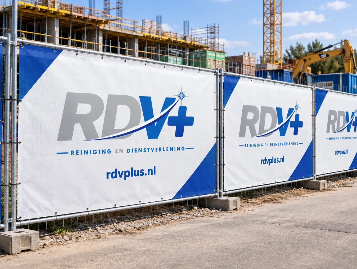Bouwhekdoeken bij een bouwplaats, ontwerp voor RDV+