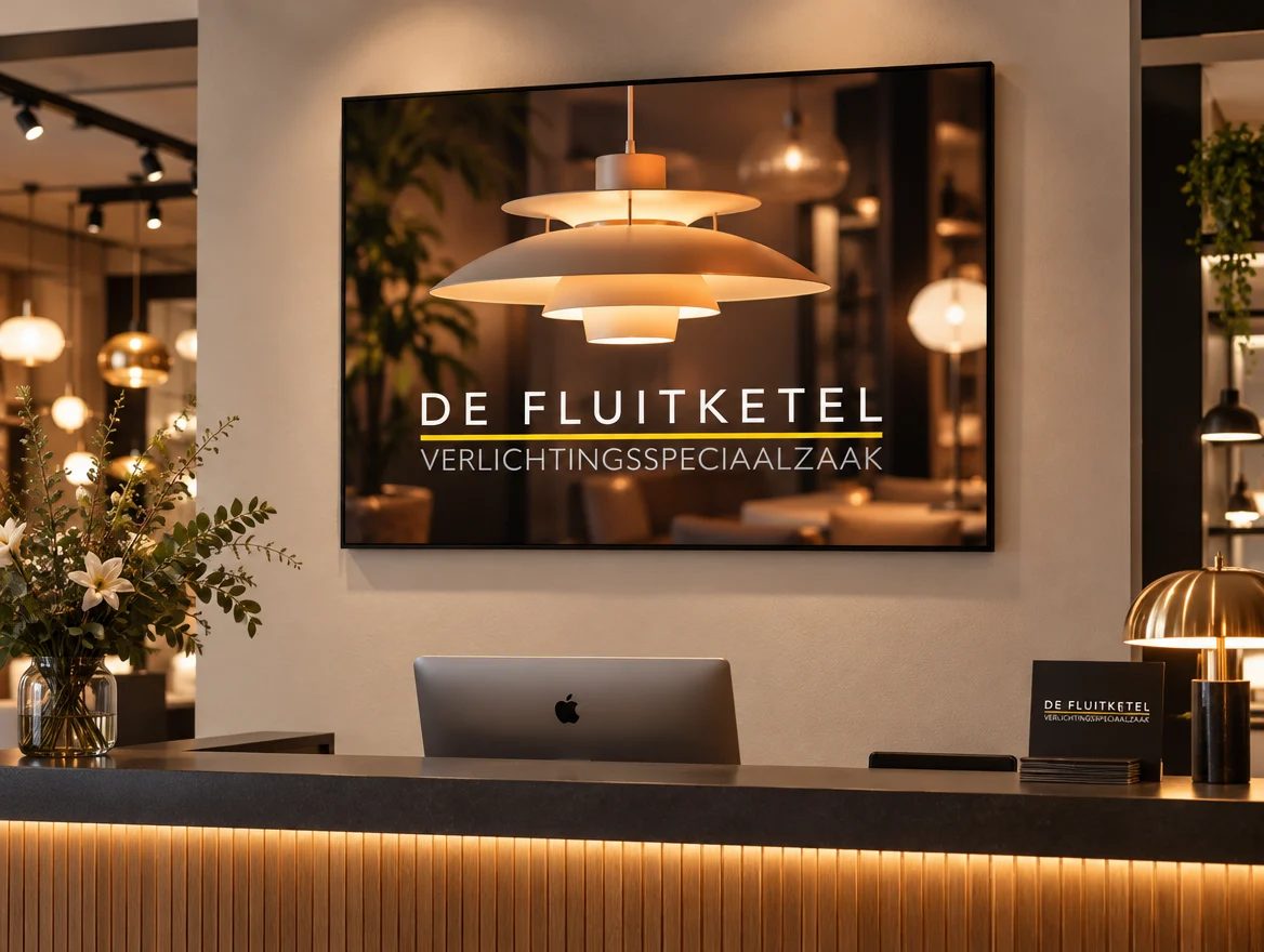 Canvas in baklijst boven een balie, ontwerp voor De Fluitketel