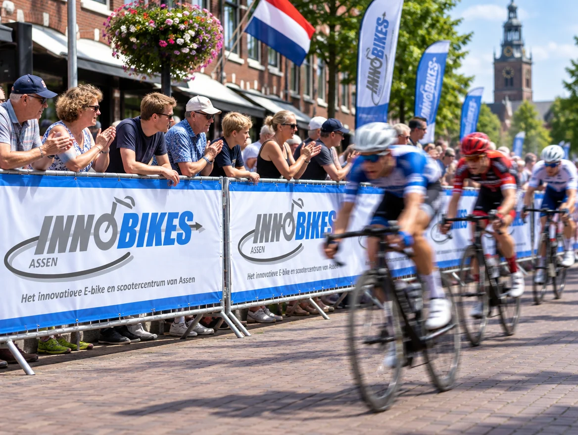 Dranghekdoeken langs een wielerronde, ontwerp voor Innobikes Assen