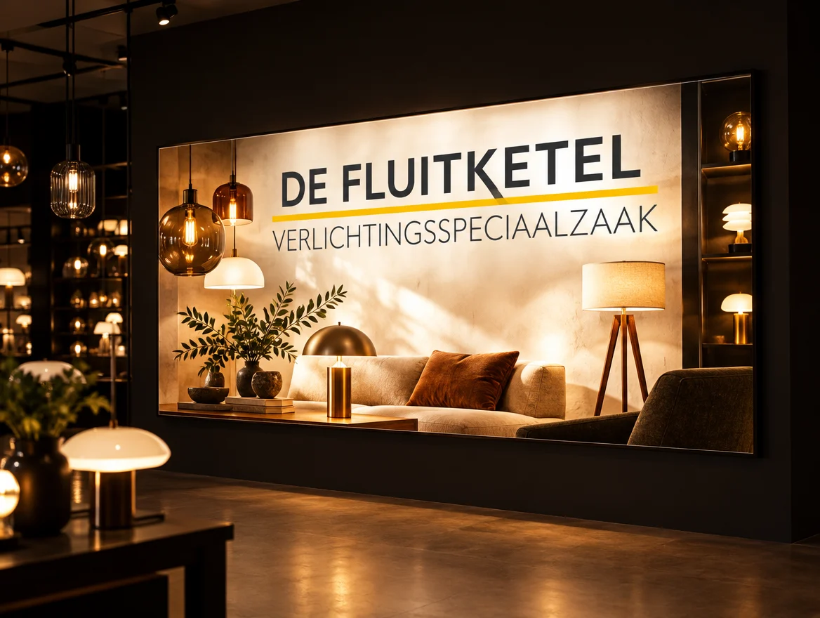 Verlicht LED frame in een showroom, ontwerp voor De Fluitketel