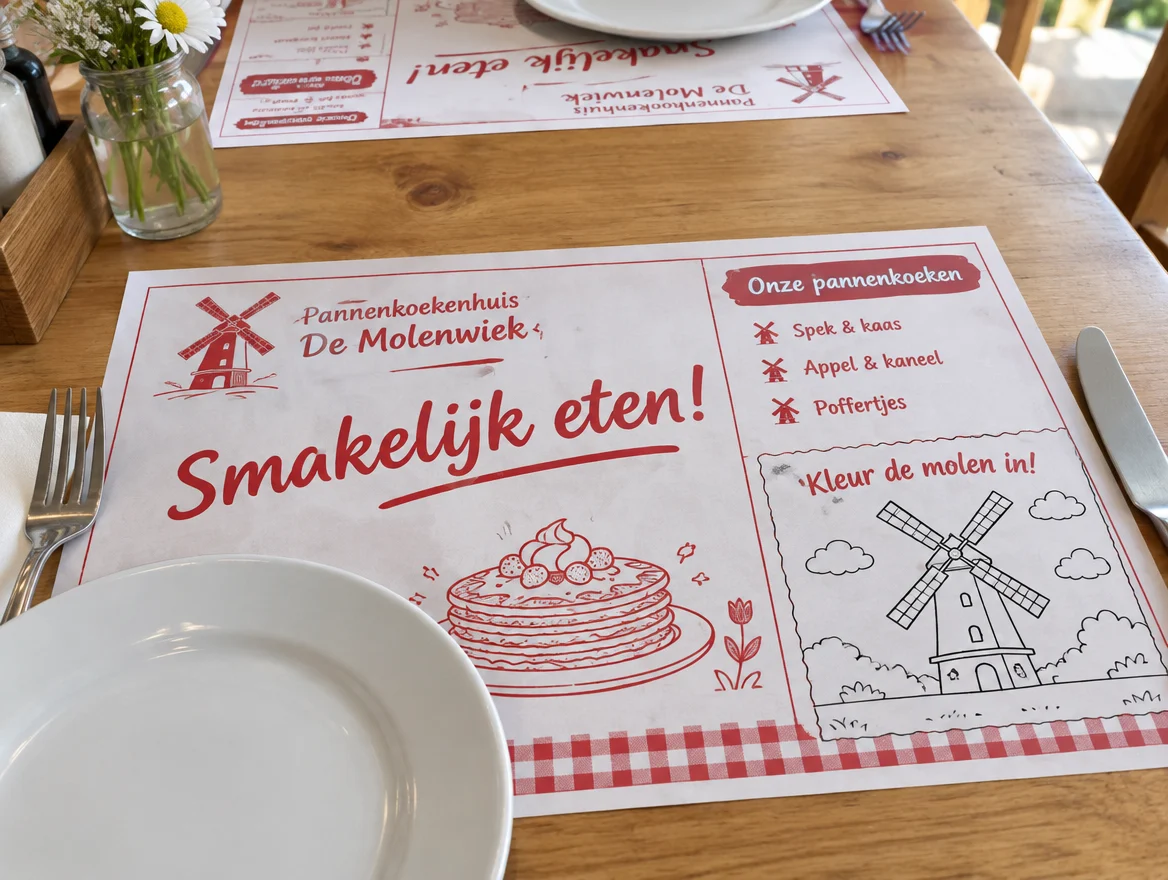 Toepassingsvoorbeeld: placemats voor een fictief pannenkoekenhuis