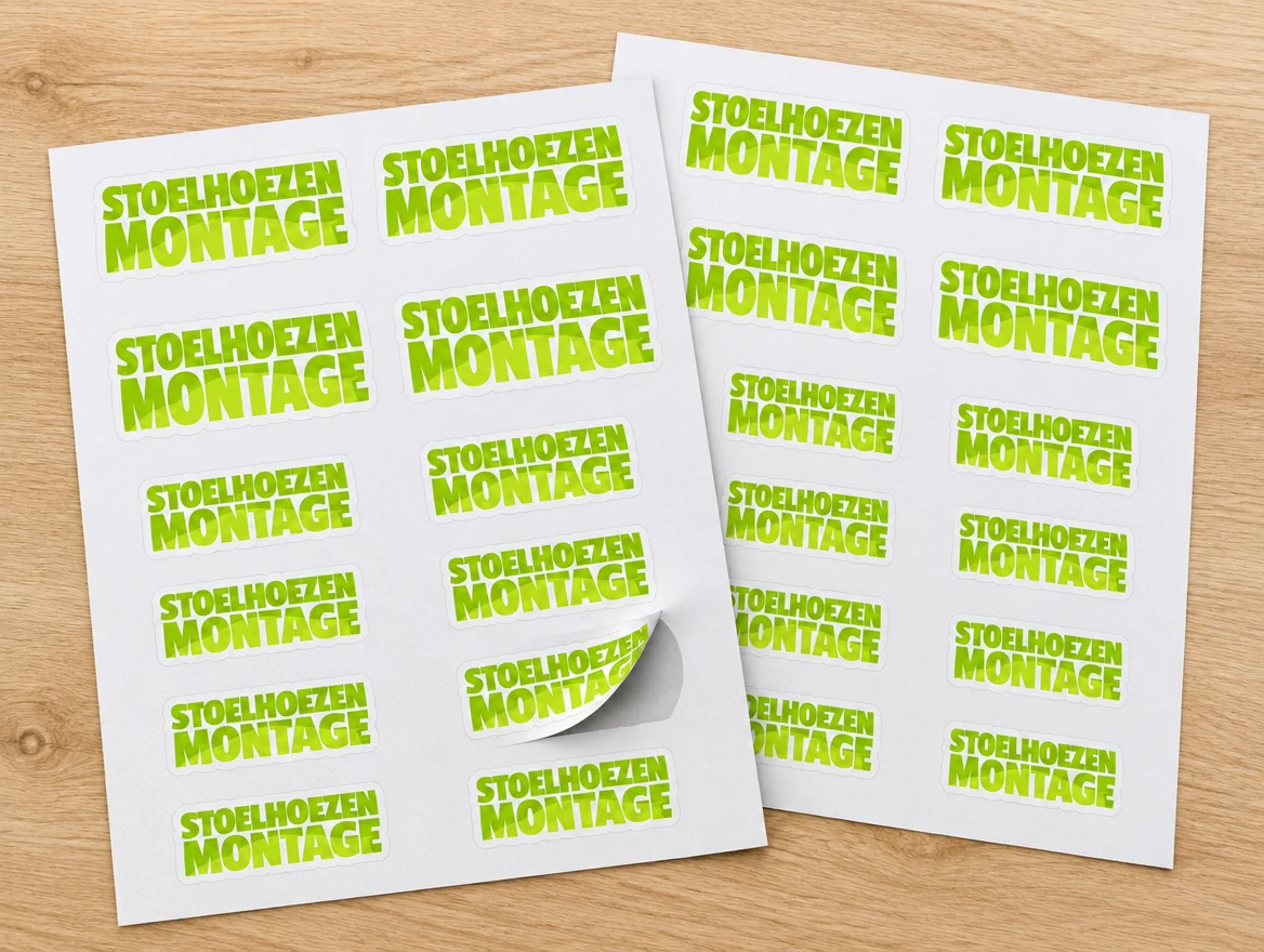 Toepassingsvoorbeeld: stickervellen met logo van Stoelhoezenmontage