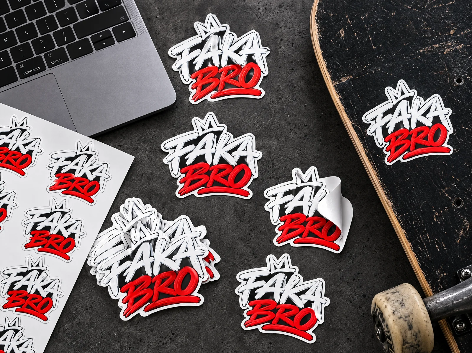 Stickers op maat met contoursnede, ontwerp voor FAKA BRO