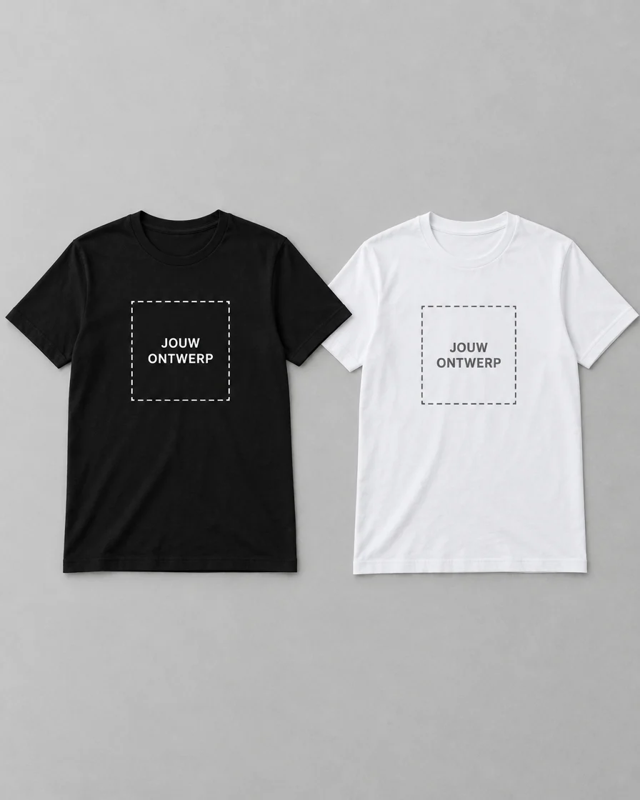 Toepassingsvoorbeeld: zwart en wit T-shirt met eigen ontwerp