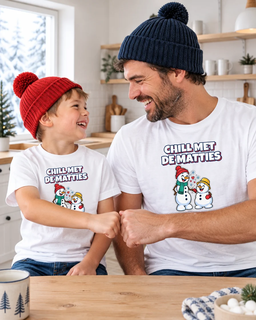 Toepassingsvoorbeeld: T-shirt Chill met de Matties met sneeuwpop
