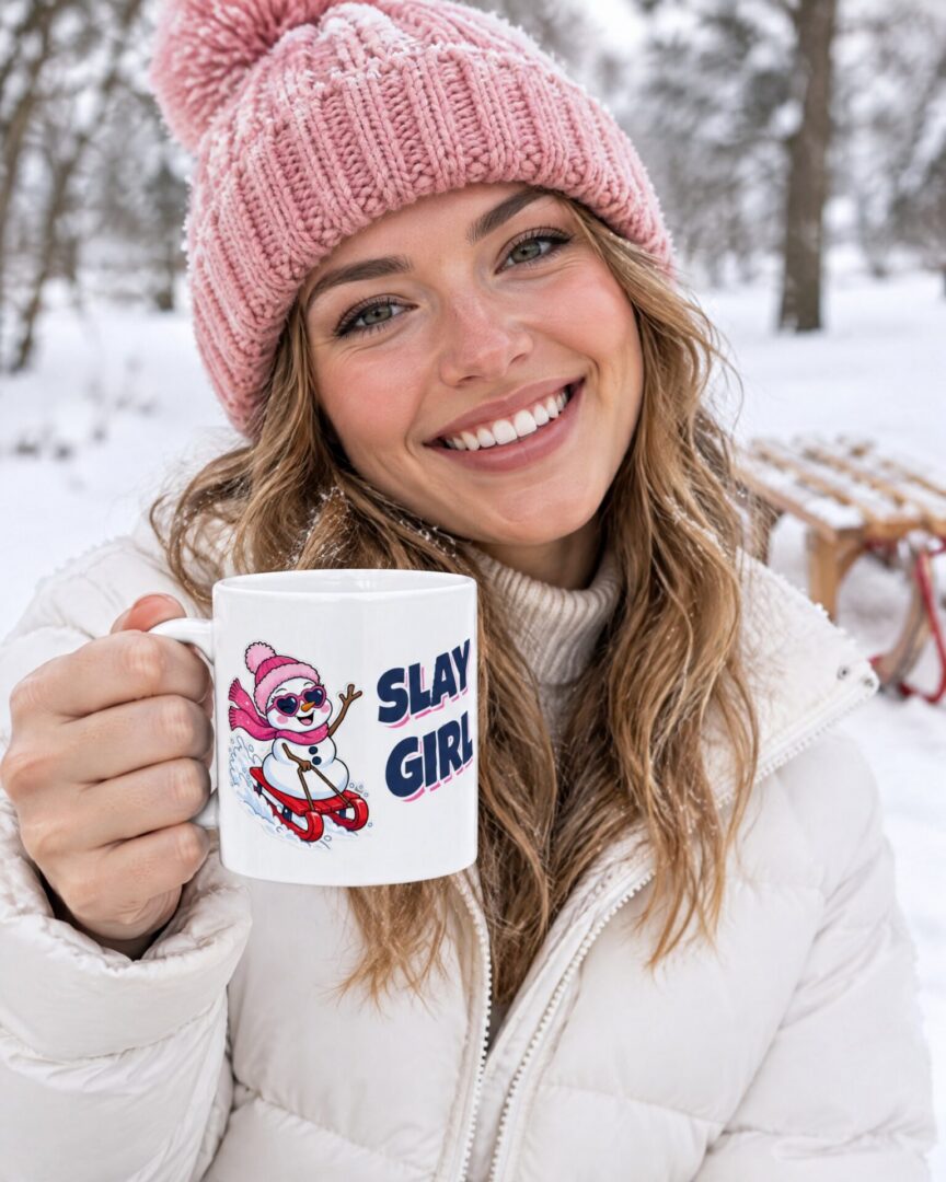 Iemand drinkt uit de Winter mok Slay Girl