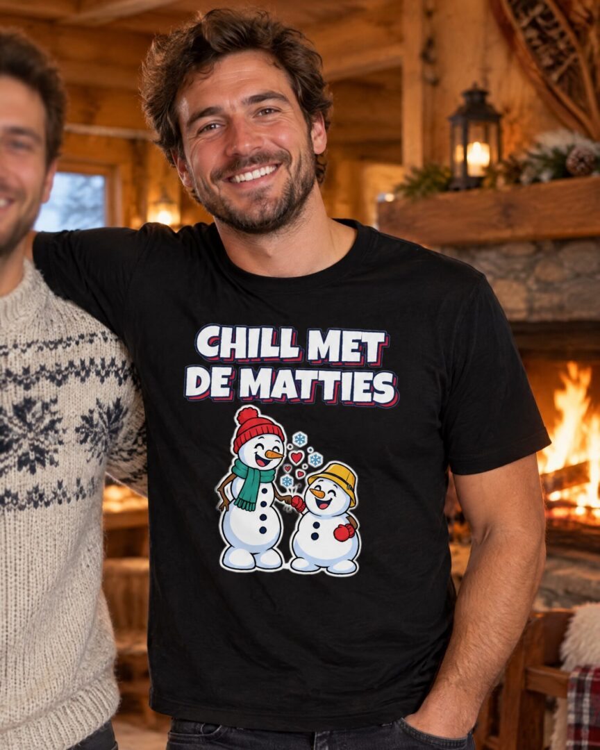Model draagt het Winter T-shirt Chill met de Matties