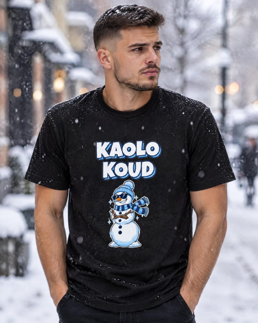 Model draagt het Winter T-shirt Kaolo Koud